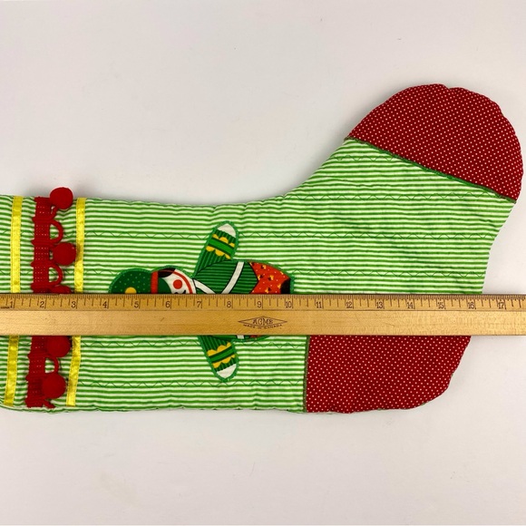 Vintage Christmas Stocking, fabric handmade 1980s holiday decor - Picture 6 of 6